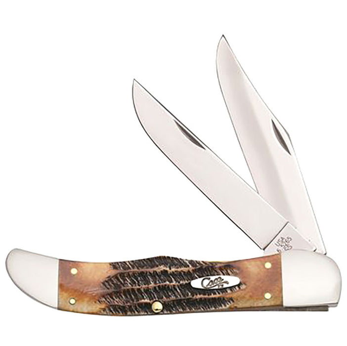 6.5 BoneStag Folding Hunter Knife w/Leather Sheath
