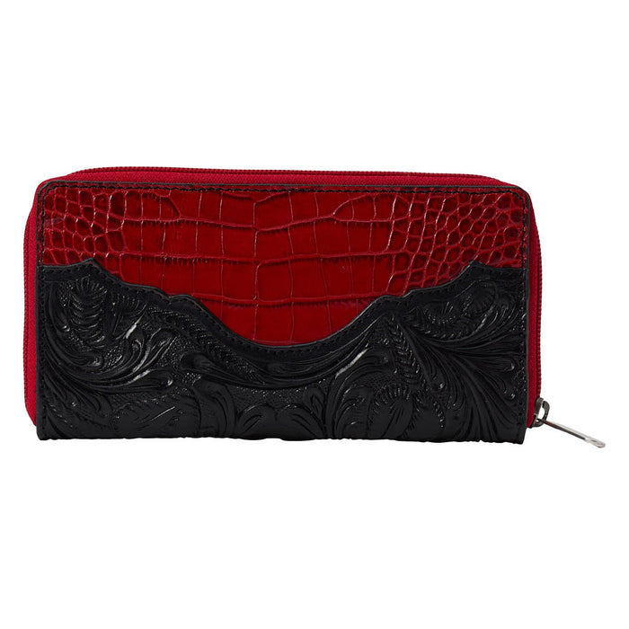 Gem Dandy Accessories Red & Black Croco Embossed Leather Wallet