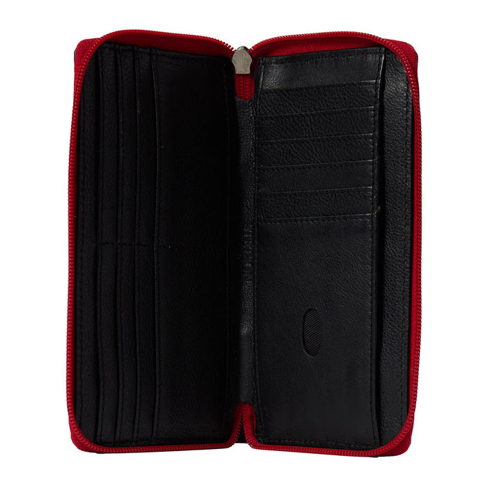 Gem Dandy Accessories Red & Black Croco Embossed Leather Wallet