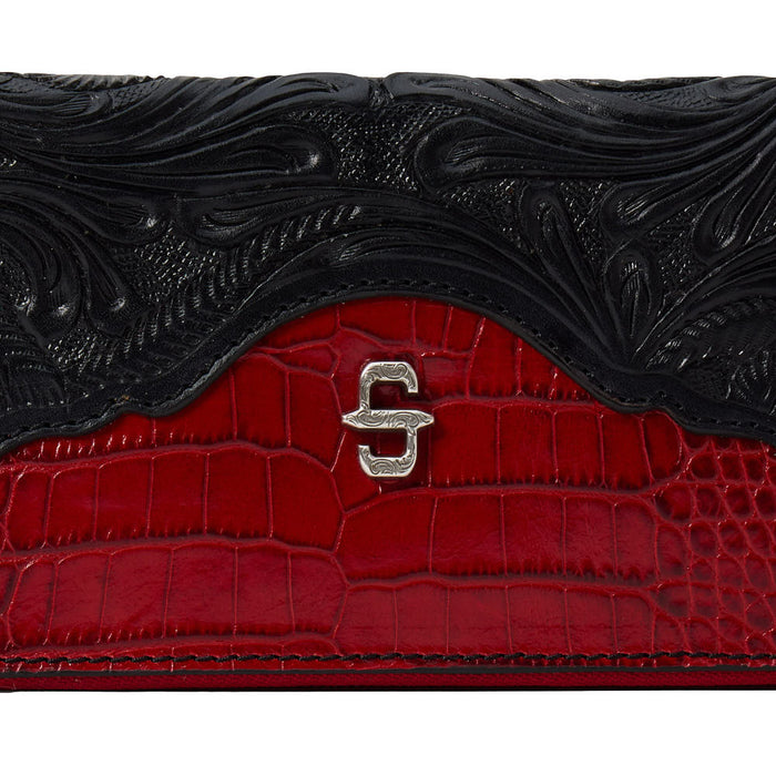 Gem Dandy Accessories Red & Black Croco Embossed Leather Wallet