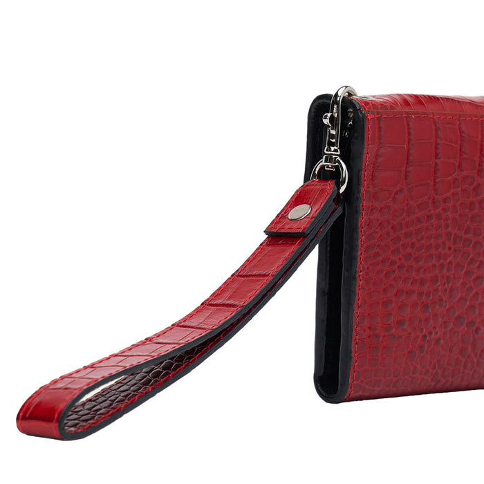 Gem Dandy Accessories Red Croco Embossed Leather Clutch