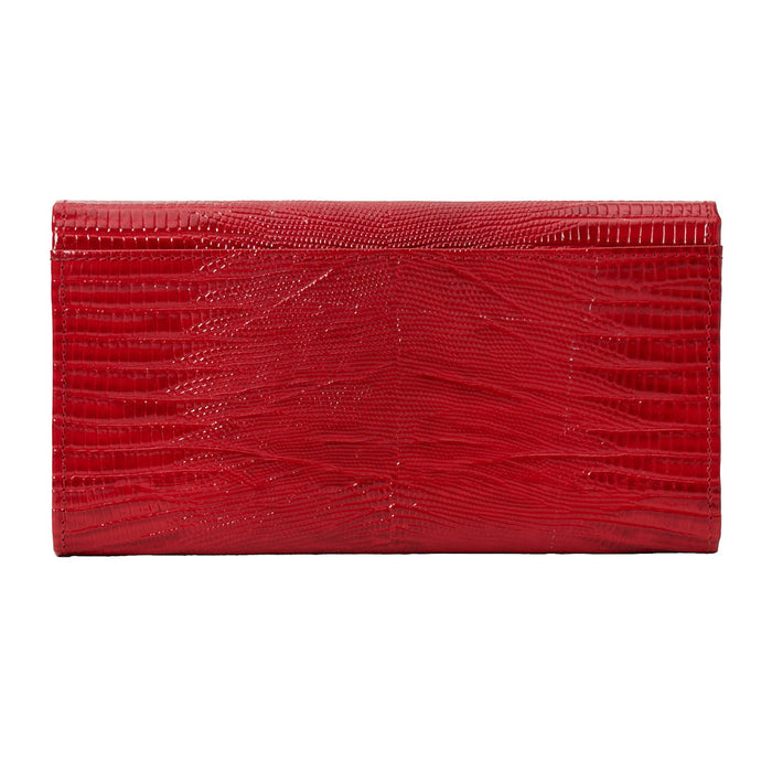 Gem Dandy Accessories Red Genuine Lizard Embossed Leather Wallet