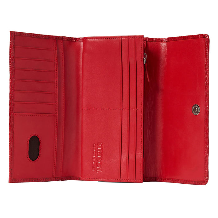 Gem Dandy Accessories Red Genuine Lizard Embossed Leather Wallet