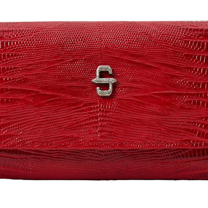 Gem Dandy Accessories Red Genuine Lizard Embossed Leather Wallet
