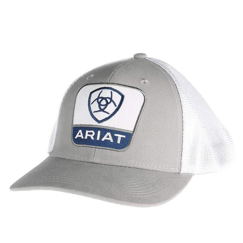 Mens Grey Ariat Patch Cap