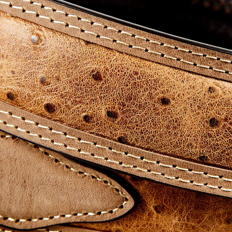 Gem Dandy Accessories Men's Rustic Ostrich Print Brown/Tan Belt