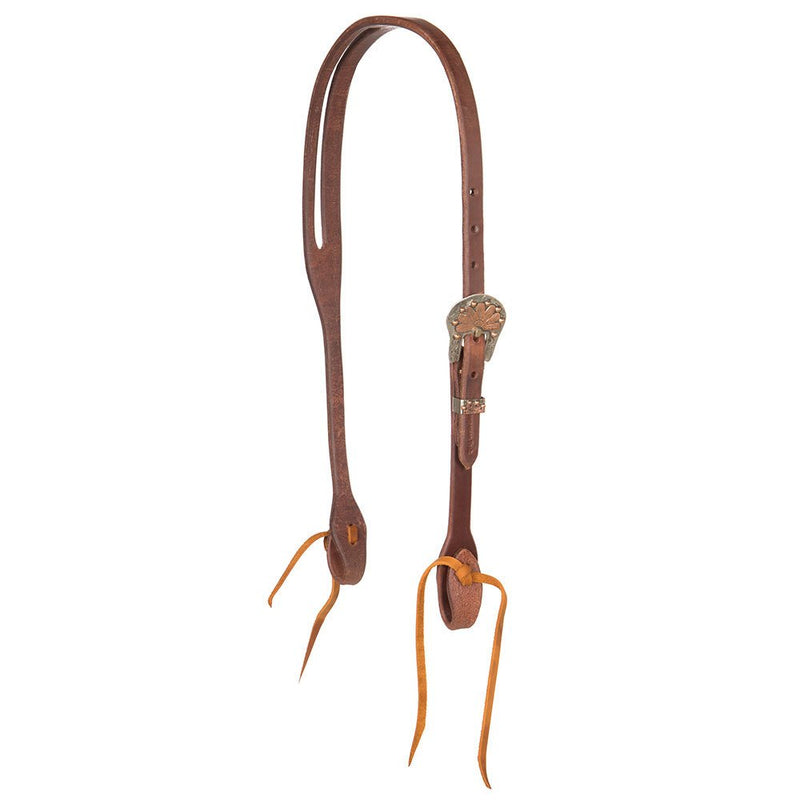 5/8" Harness Slot Ear Headstall with a Copper Flower Buckle