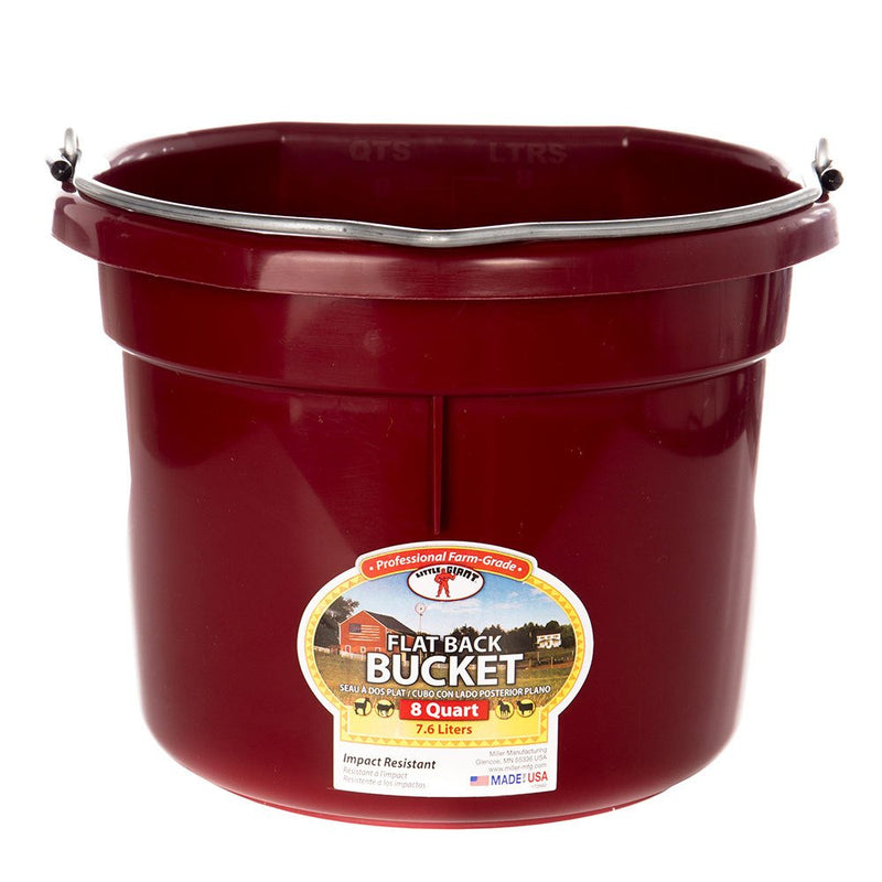 8 Quart Burgandy Flat Back Plastic Bucket