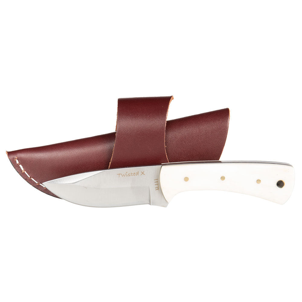 Western Fashion Twisted X Fixed Blade White Bone Knife