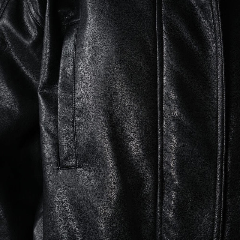 Blue B Women's Black High Collar Faux Leather Jacket