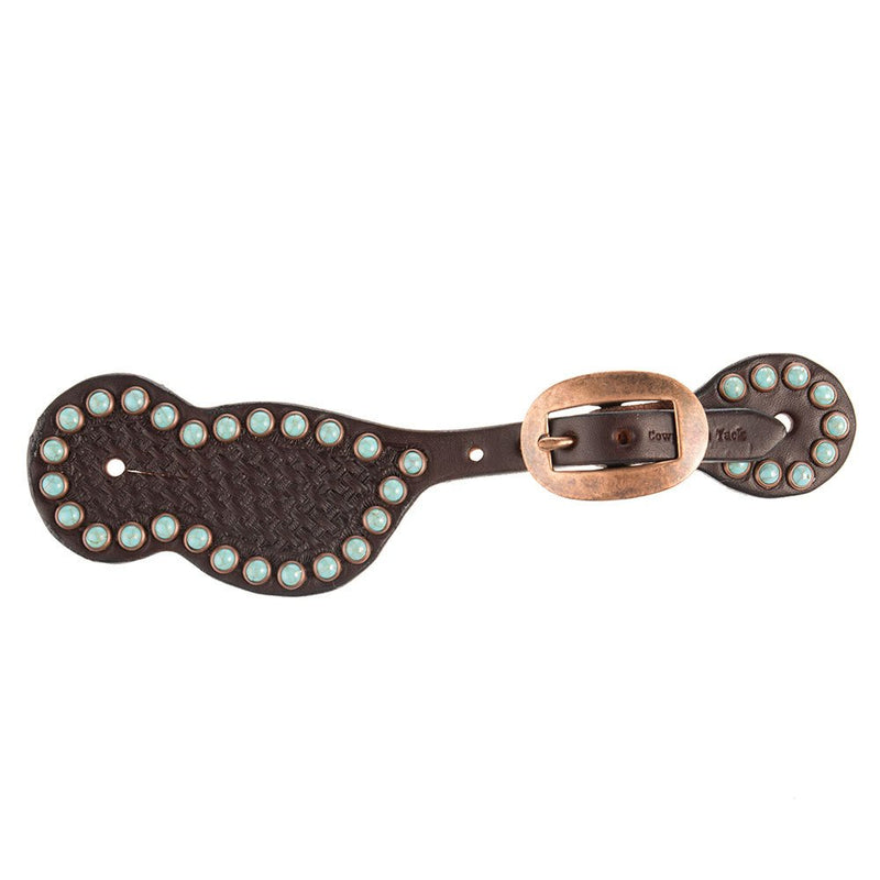 Ladies Turquoise Dot Copper Buckle Spur Straps