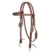 5/8" Oiled Browband Headstall with Floral Cart Buckles