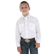Boy's Long Sleeve White Snap Shirt