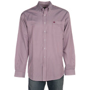 Mens Burgundy Tencel Stripe Long Sleeve Button-down Shirt