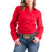 Ladies Red Long Sleeve Button Down Shirt