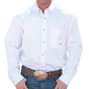 Men's Solid Twill Button Down White Shirt