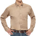Mens Solid Twill Buttondown Long Sleeve Khaki Shirt