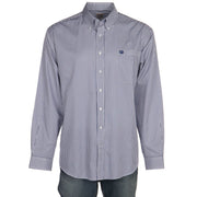 Mens Long Sleeve Royal Blue Classic Fit Striped