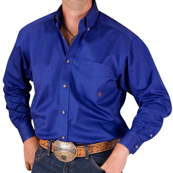 Men's Solid Twill Buttondown Blue Shirt