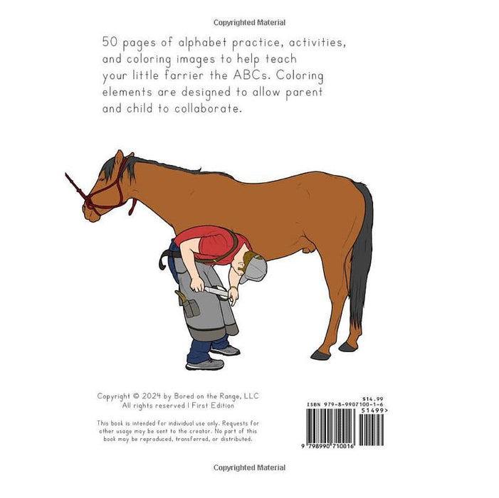 Bored On The Range Llc Farrier Pre K/Kindergarten ABC Workbook