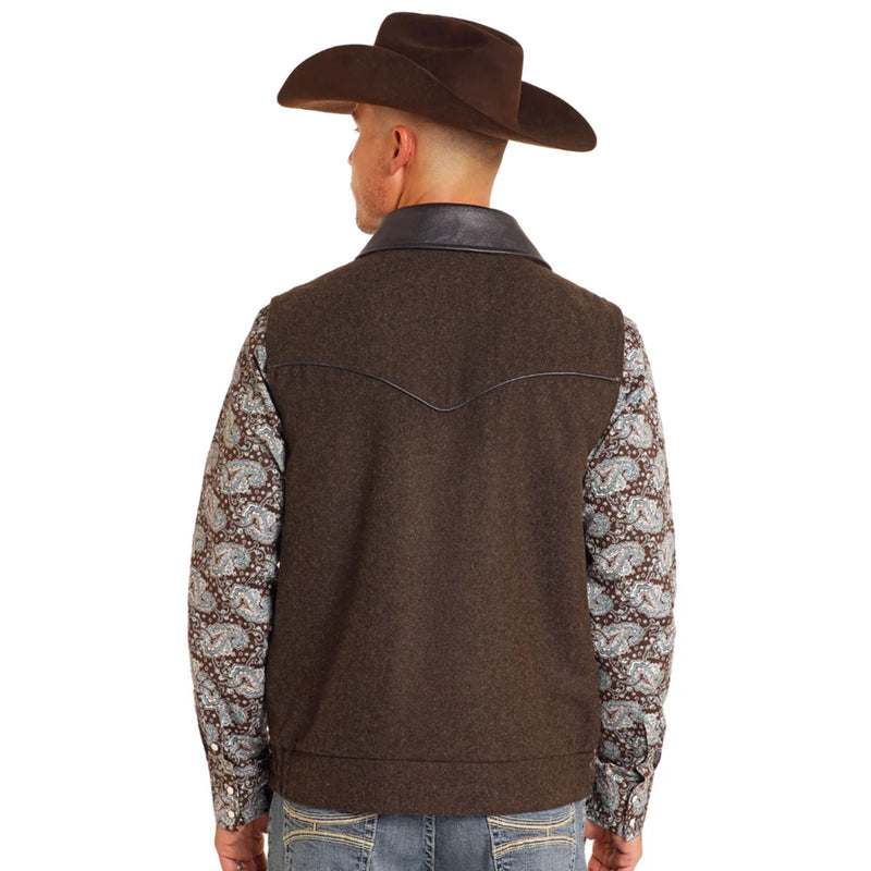 Panhandle Powder River Outfitters Men's Brown Heather Holbrook Wool Vest