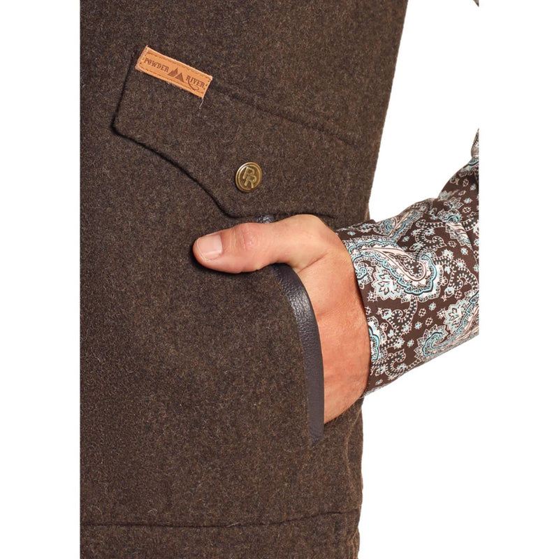 Panhandle Powder River Outfitters Men's Brown Heather Holbrook Wool Vest