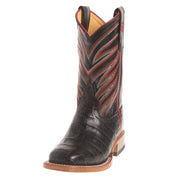 Kids Black Caiman Print Cowboy Boots