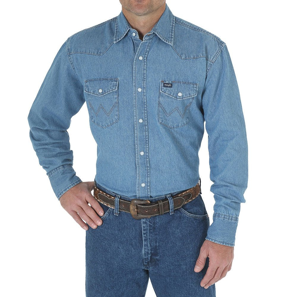 Wrangler Men's Light Denim Snap Shirt