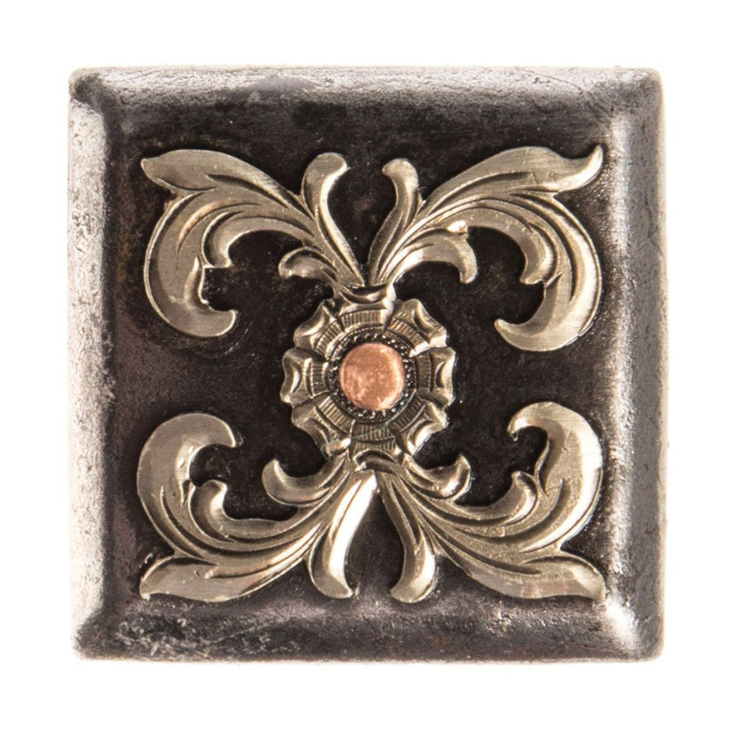 1 1/2in Square Floral Chicago Screw Concho