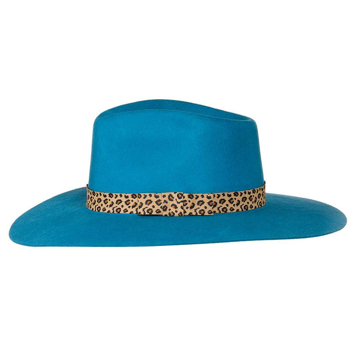 Women's M+F Turquoise with Leopard Band Fashion Hat