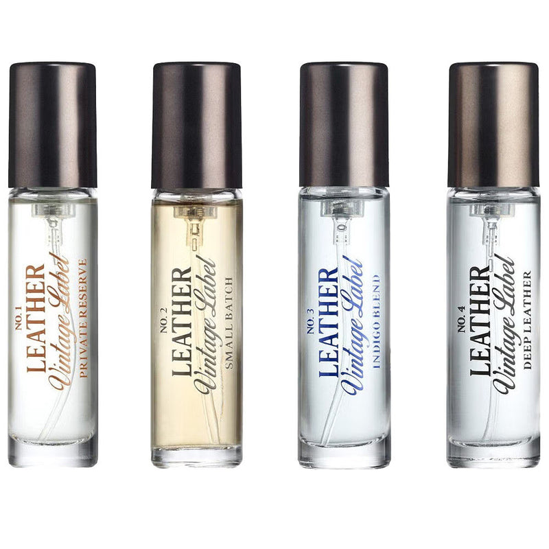 Tru Fragrance Leather Vintage Label Mini Travel Set