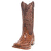 Men's Rustic Cognac Full Quill Ostrich Print Square Toe Cowboy Boot