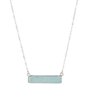 Dainty Silver Turquoise Bar Necklace