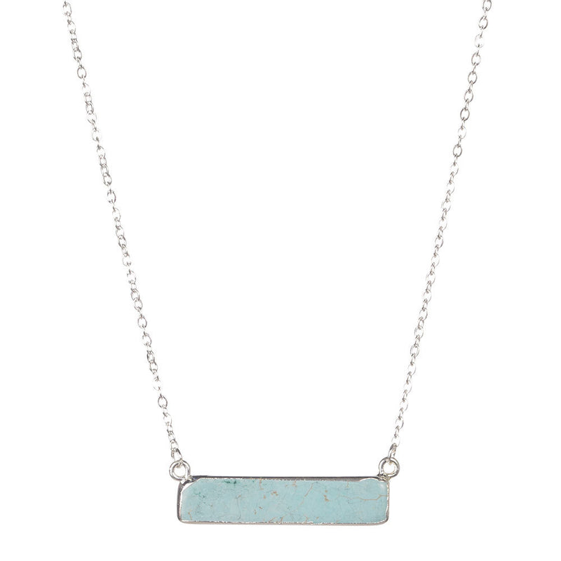 Dainty Silver Turquoise Bar Necklace