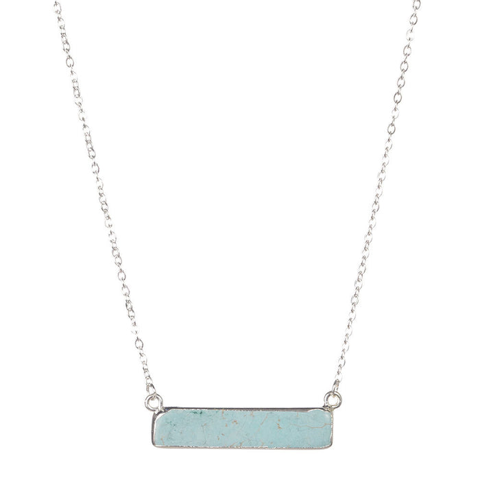 Dainty Silver Turquoise Bar Necklace