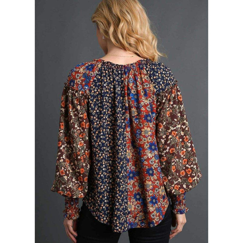 Umgee Usa Inc. Women's Brick Mix Print Blouse