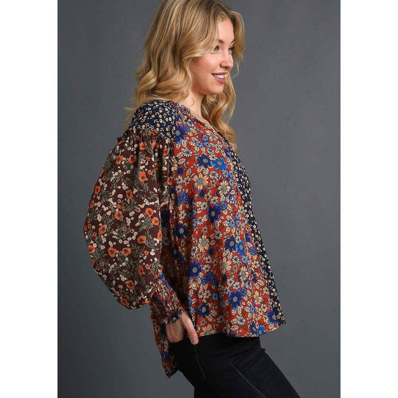 Umgee Usa Inc. Women's Brick Mix Print Blouse