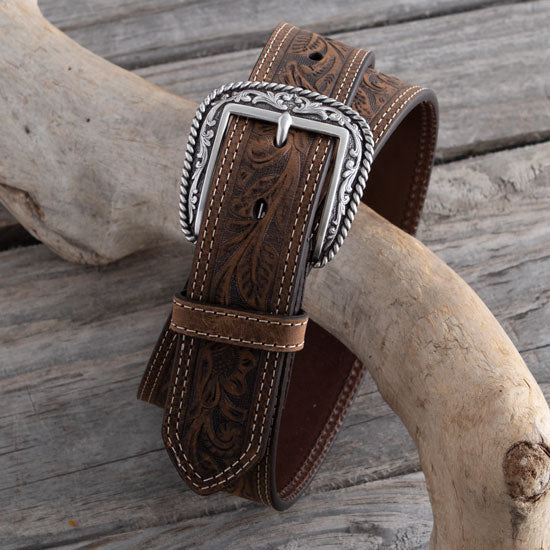Ariat Men's 1 1/2in. Brown Tooled Double Stitch Belt