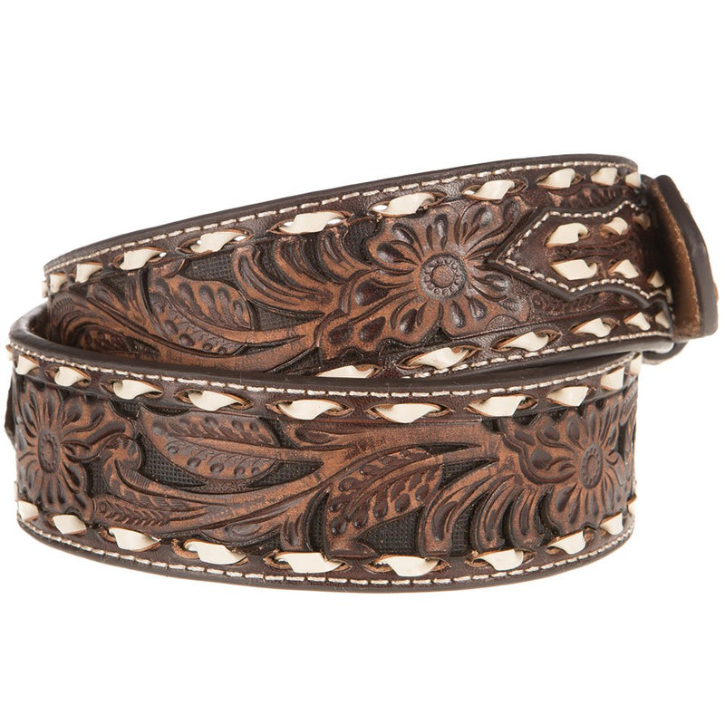 Men's Brown Floral Belt
