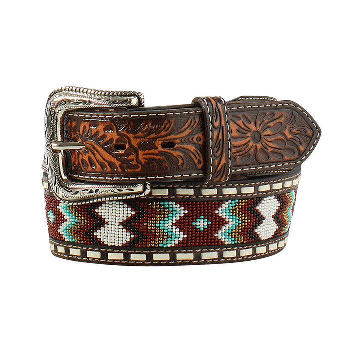 Men's Brown Belt with Multi Beads