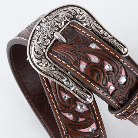 Girl's Pink Tooled Belt