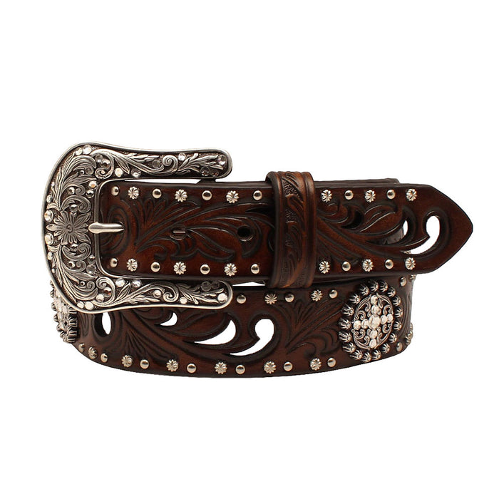 Ladies White Inlay Belt