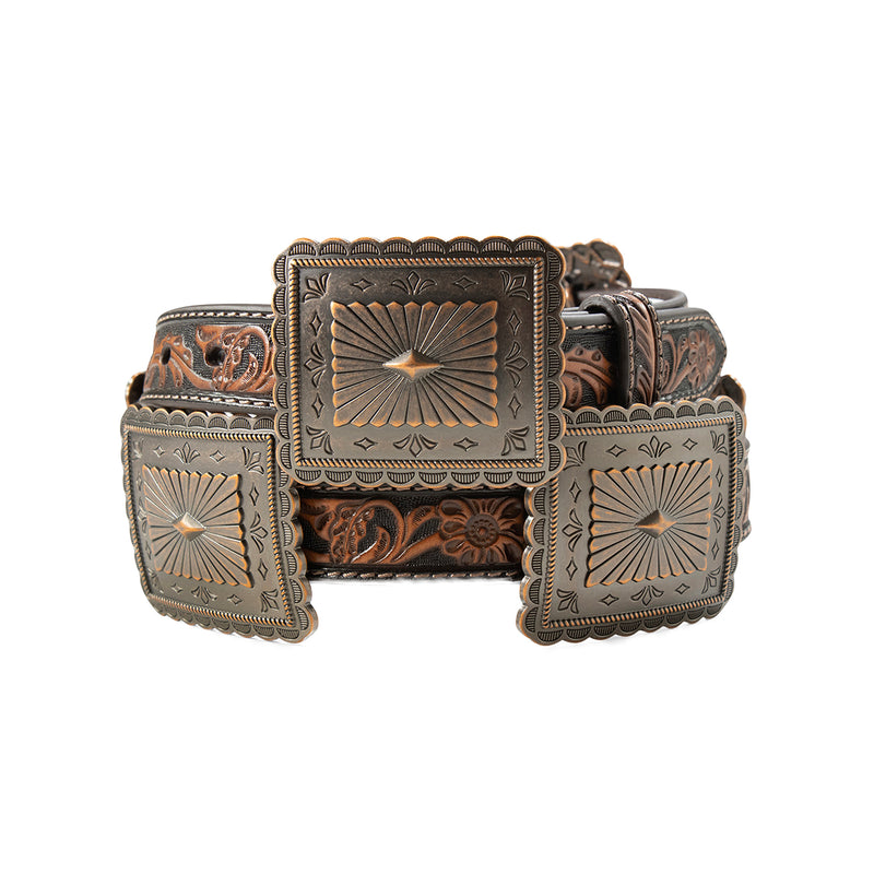 Women's Floral Scalloped Concho Belt