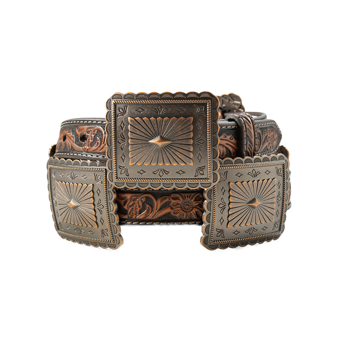 Women's Floral Scalloped Concho Belt