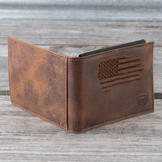 Ariat Flag Brown Bifold Wallet