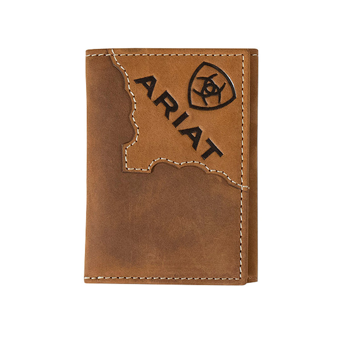 Trifold Two Toned Brown Leather Wallet