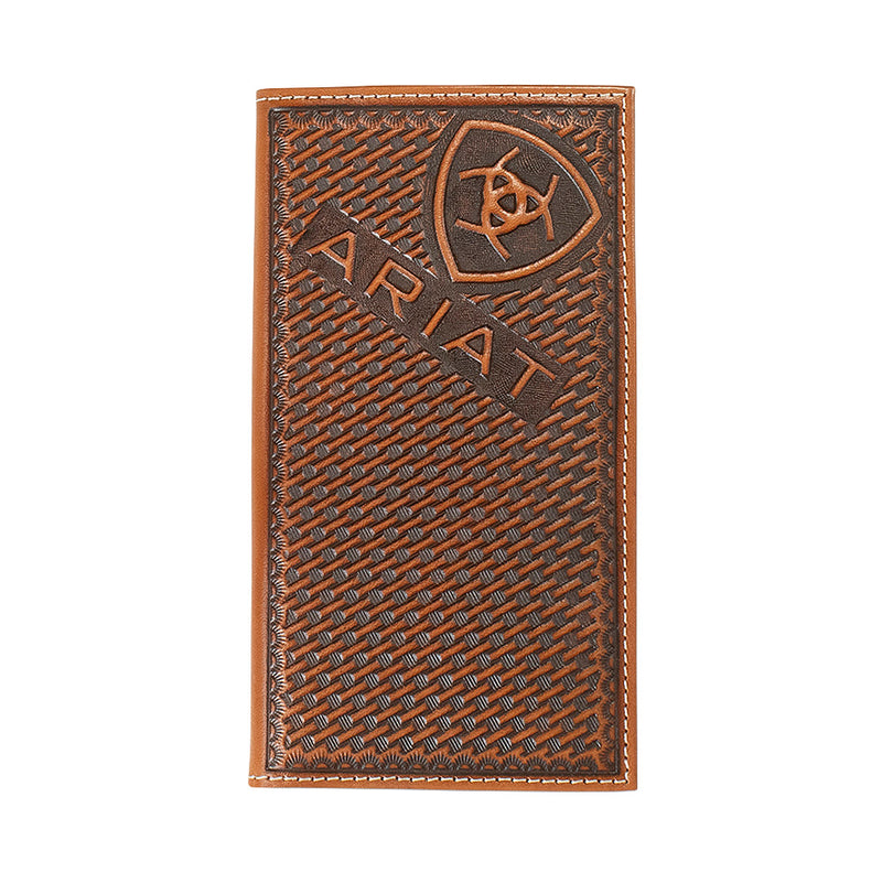 Brown Sunburst Basket Weave Wallet