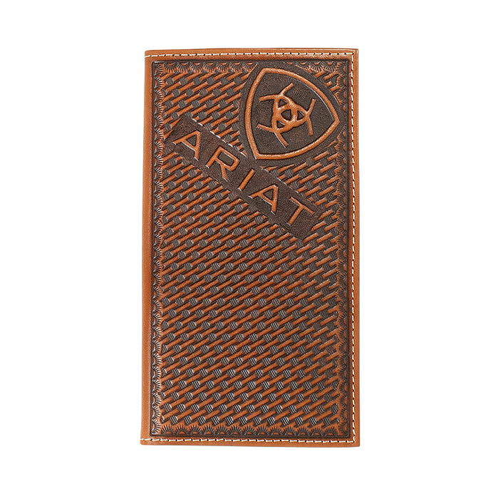 Brown Sunburst Basket Weave Wallet