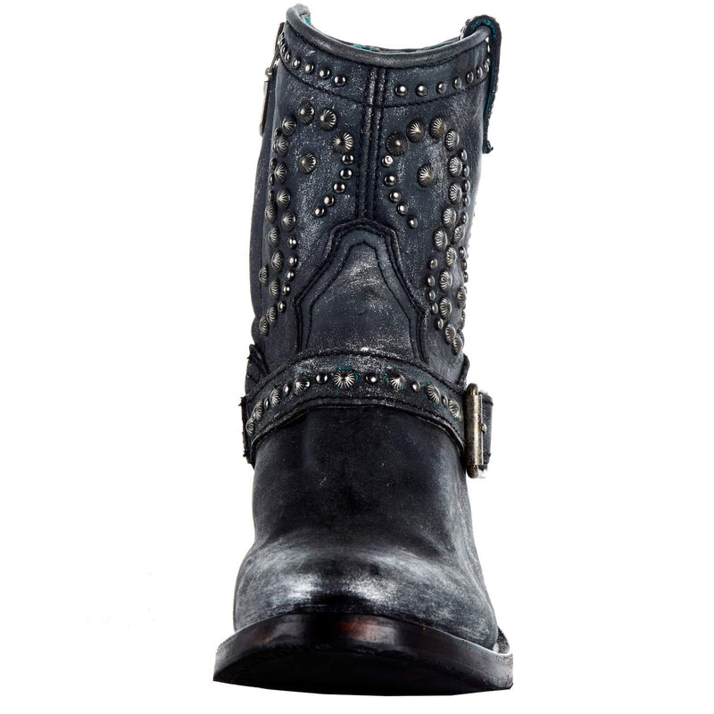 Corral Women's Black Harness Studs Ankle Boot Round Toe