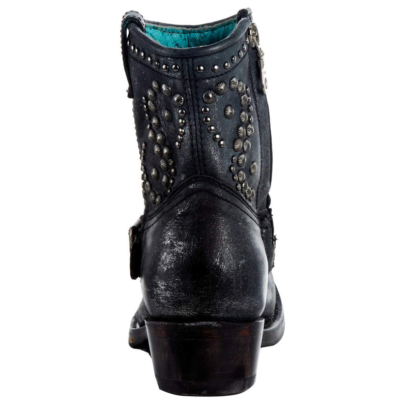 Corral Women's Black Harness Studs Ankle Boot Round Toe